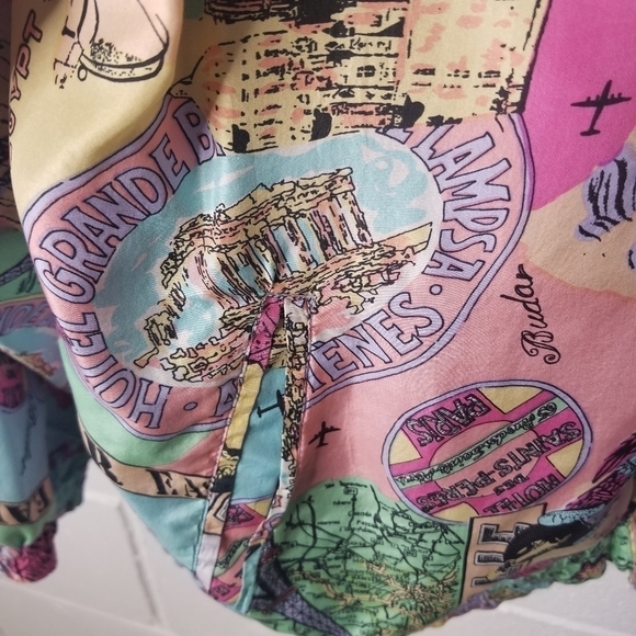 Mureli Vtg 80s silk bomber travel map jacket - Picture 8 of 10